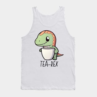 Cute Funny "Tea-Rex" Dinosaur Drawing Tank Top